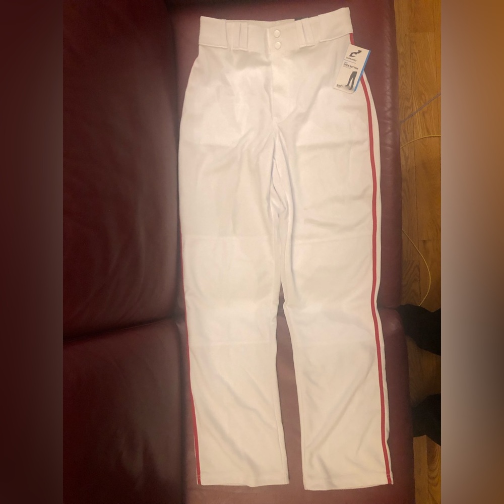 Mens Champro MVP Open Bottom Baseball Pants Size S White/Scarlet Red NEW/ W TAGS